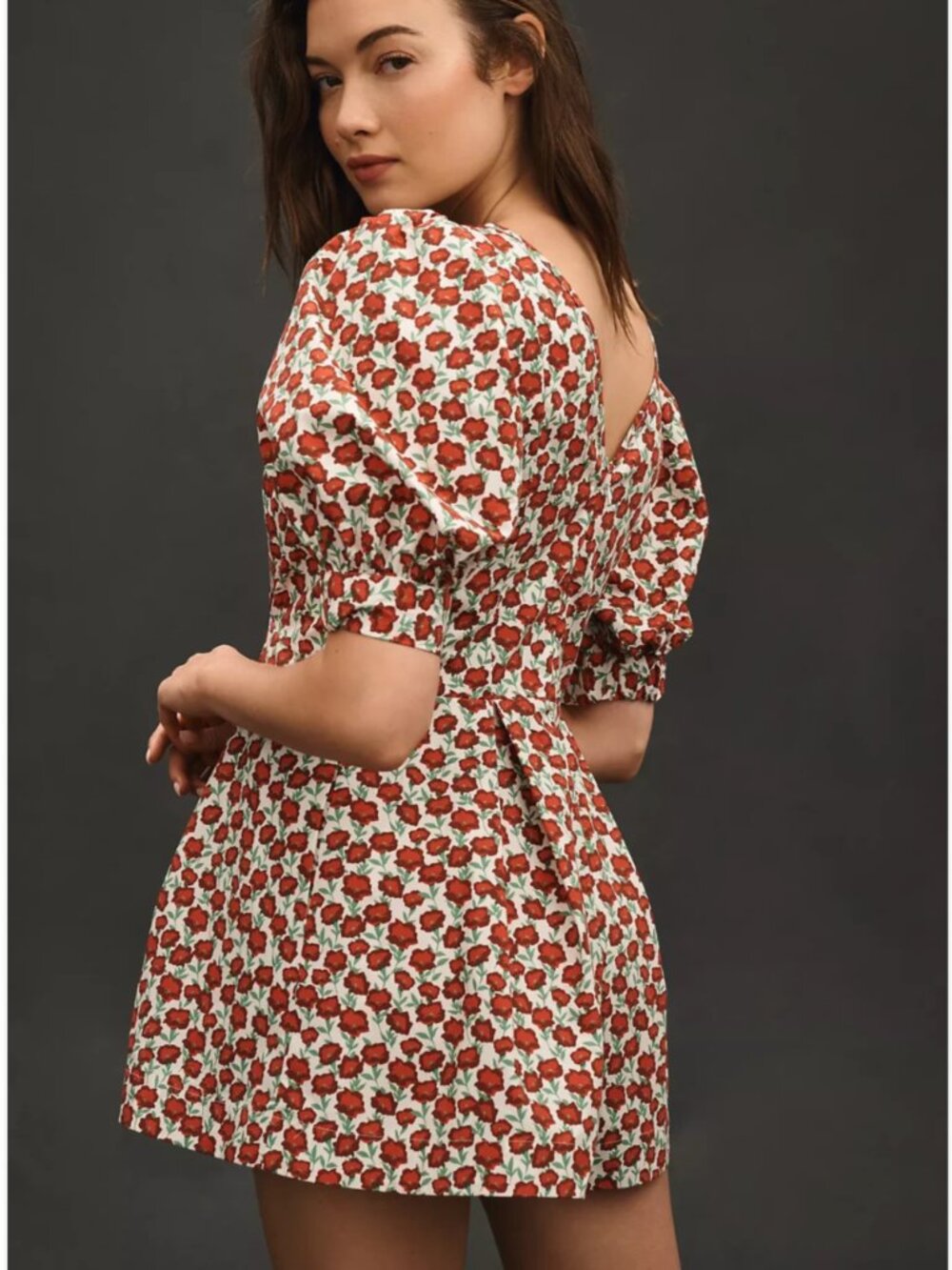 Maeve NEW Anthropologie Puff Sleeve Floral Pintuck Pleated Romper size 2X